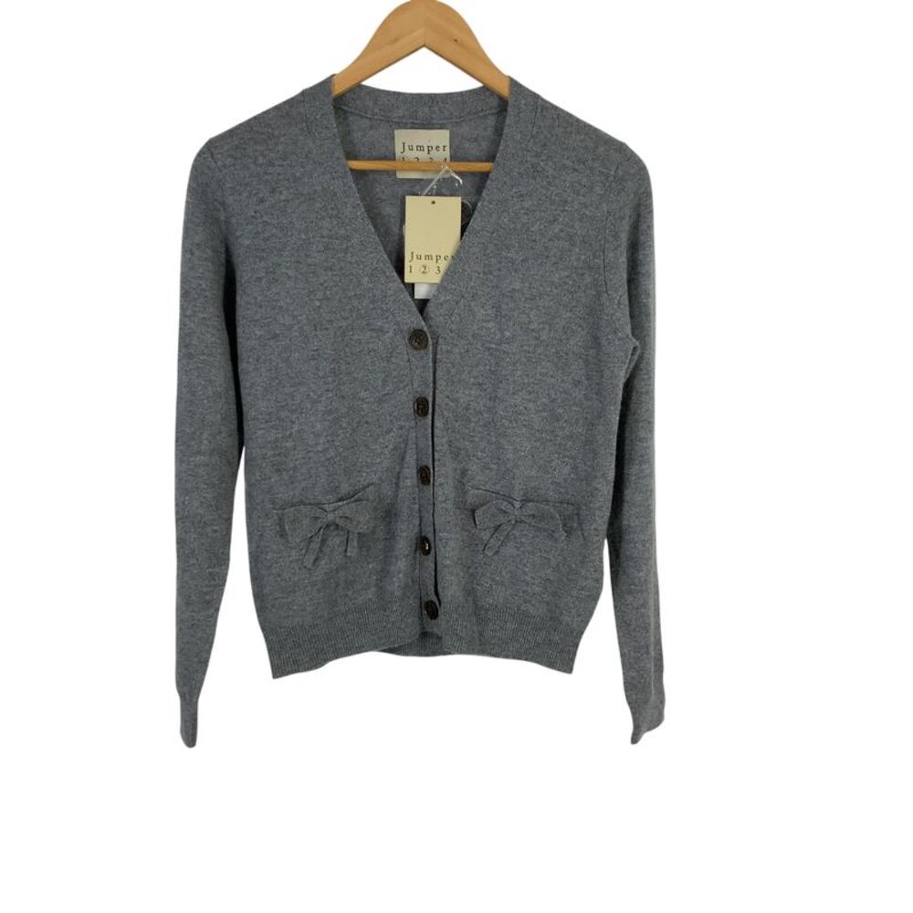 Jumper 1234 Women Bow Pocket Cardigan Gray XS
